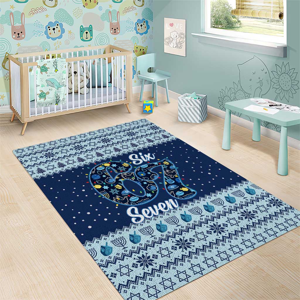 Funny Hanukkah Six Seven Area Rug Gen Alpha Meme Vibes - Wonder Print Shop