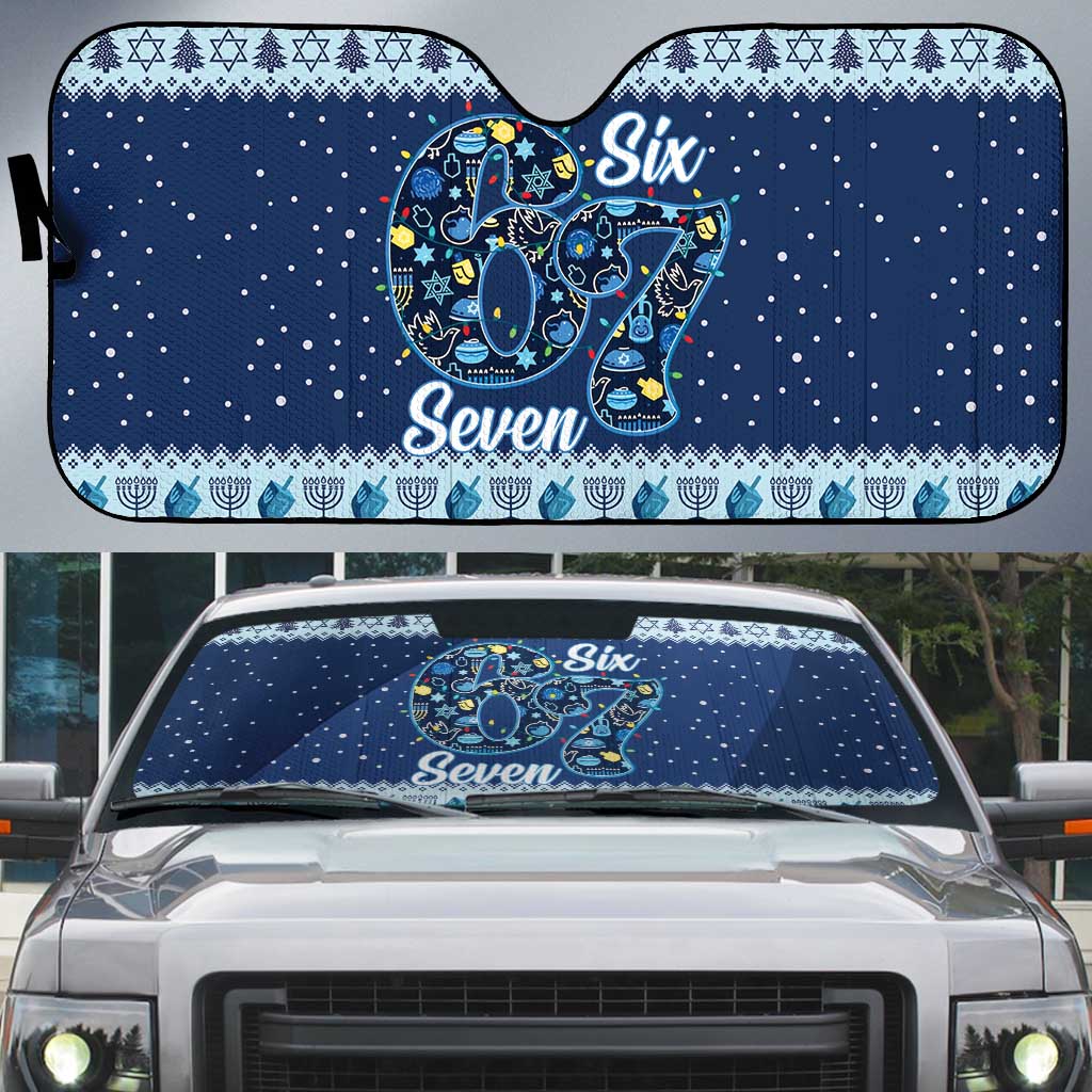 Funny Hanukkah Six Seven Auto Sun Shade Gen Alpha Meme Vibes - Wonder Print Shop