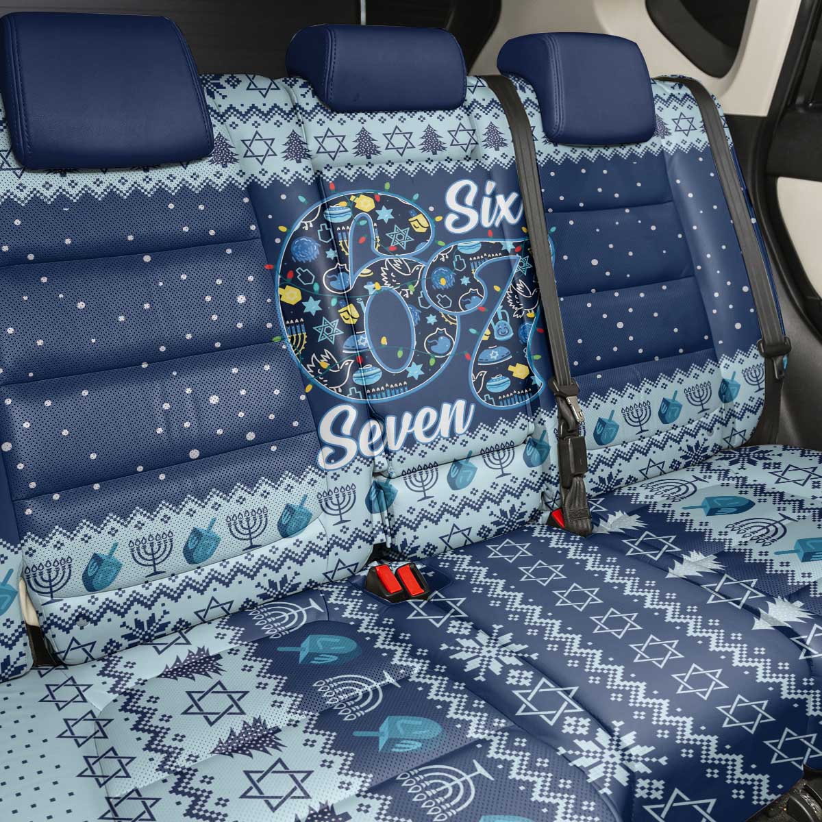 Funny Hanukkah Six Seven Back Car Seat Cover Gen Alpha Meme Vibes - Wonder Print Shop