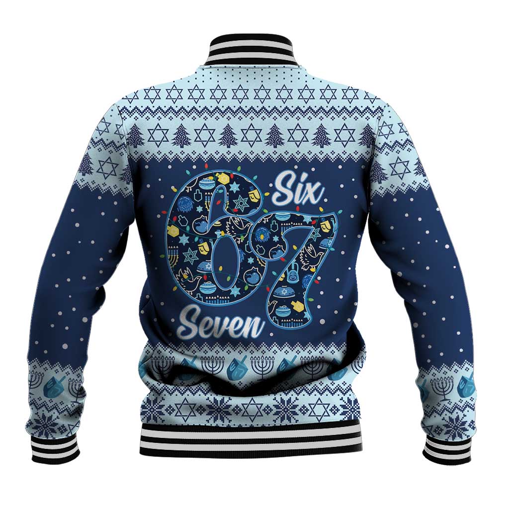 Funny Hanukkah Six Seven Baseball Jacket Gen Alpha Meme Vibes - Wonder Print Shop