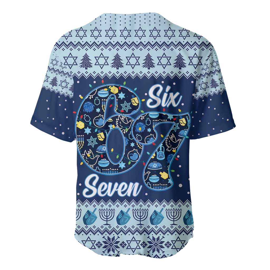 Funny Hanukkah Six Seven Baseball Jersey Gen Alpha Meme Vibes - Wonder Print Shop