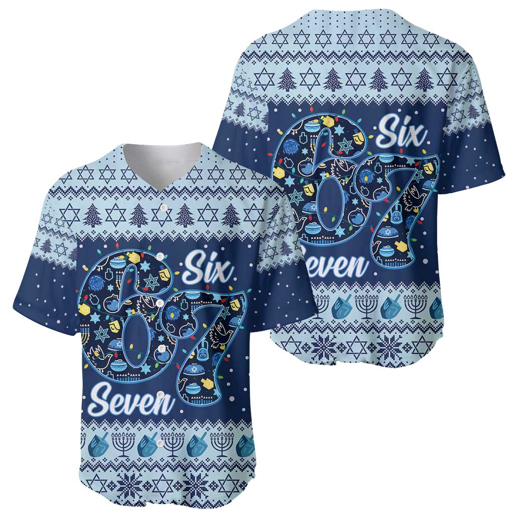 Funny Hanukkah Six Seven Baseball Jersey Gen Alpha Meme Vibes - Wonder Print Shop