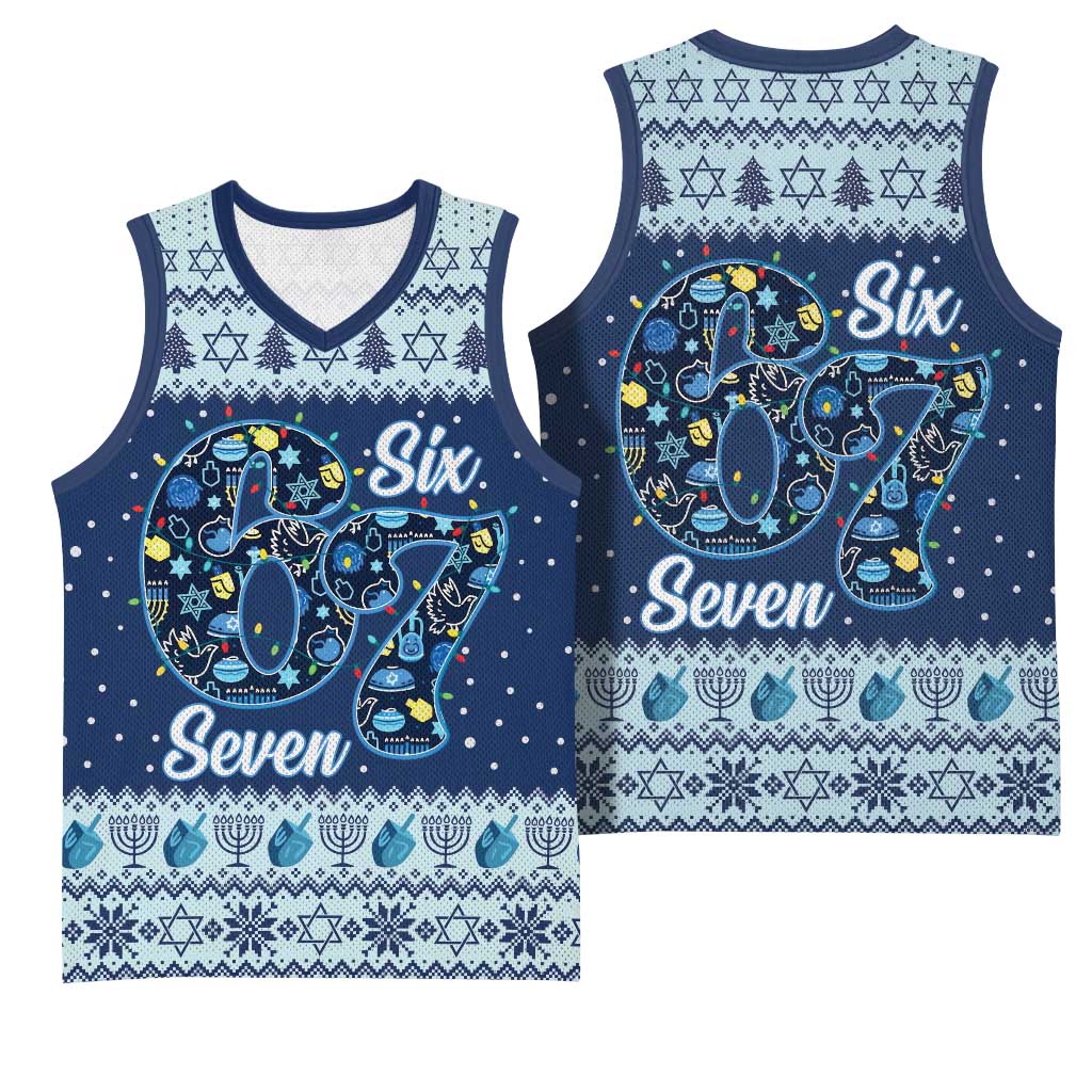 Funny Hanukkah Six Seven Basketball Jersey Gen Alpha Meme Vibes - Wonder Print Shop