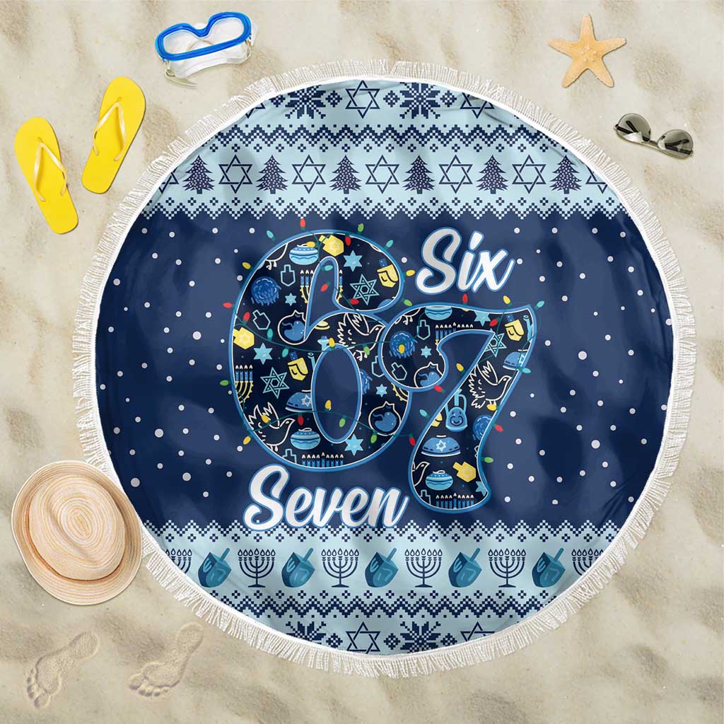 Funny Hanukkah Six Seven Beach Blanket Gen Alpha Meme Vibes - Wonder Print Shop