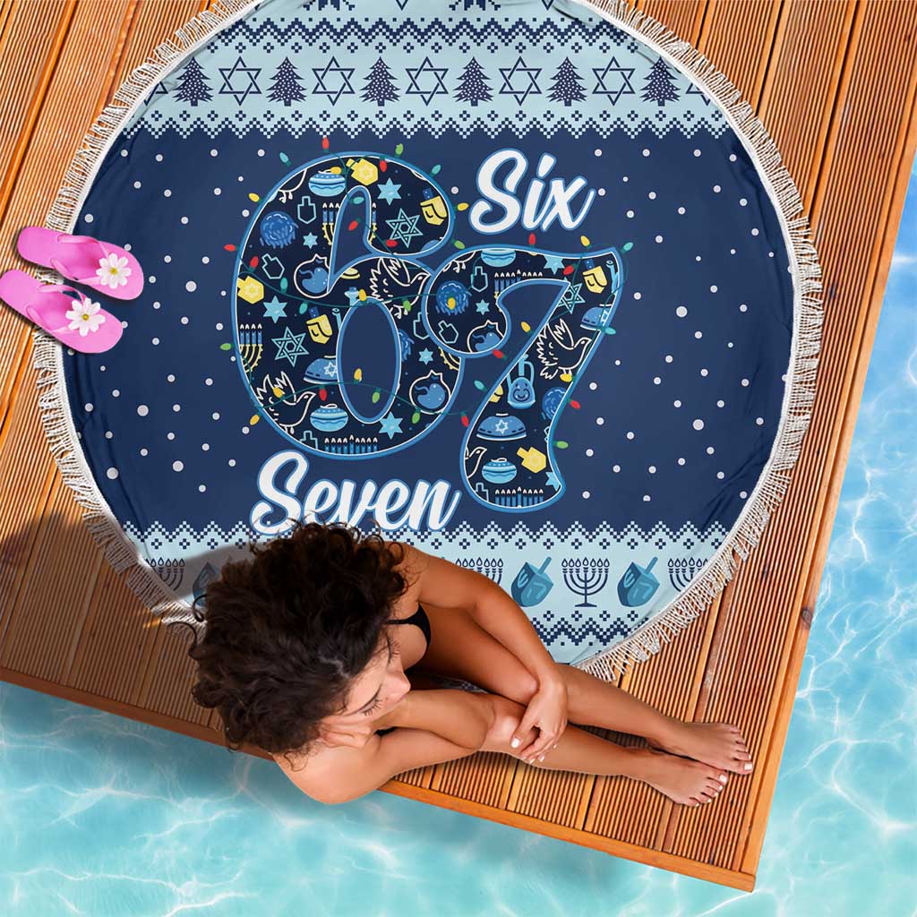 Funny Hanukkah Six Seven Beach Blanket Gen Alpha Meme Vibes - Wonder Print Shop
