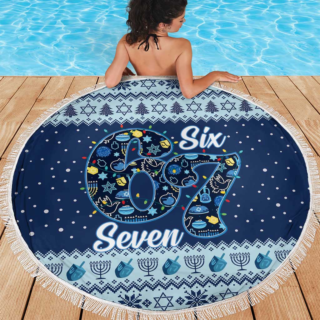 Funny Hanukkah Six Seven Beach Blanket Gen Alpha Meme Vibes - Wonder Print Shop