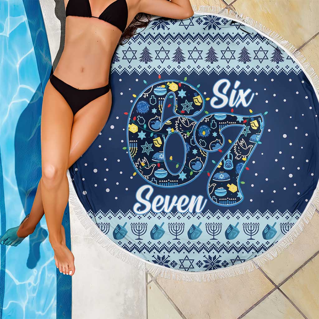 Funny Hanukkah Six Seven Beach Blanket Gen Alpha Meme Vibes - Wonder Print Shop