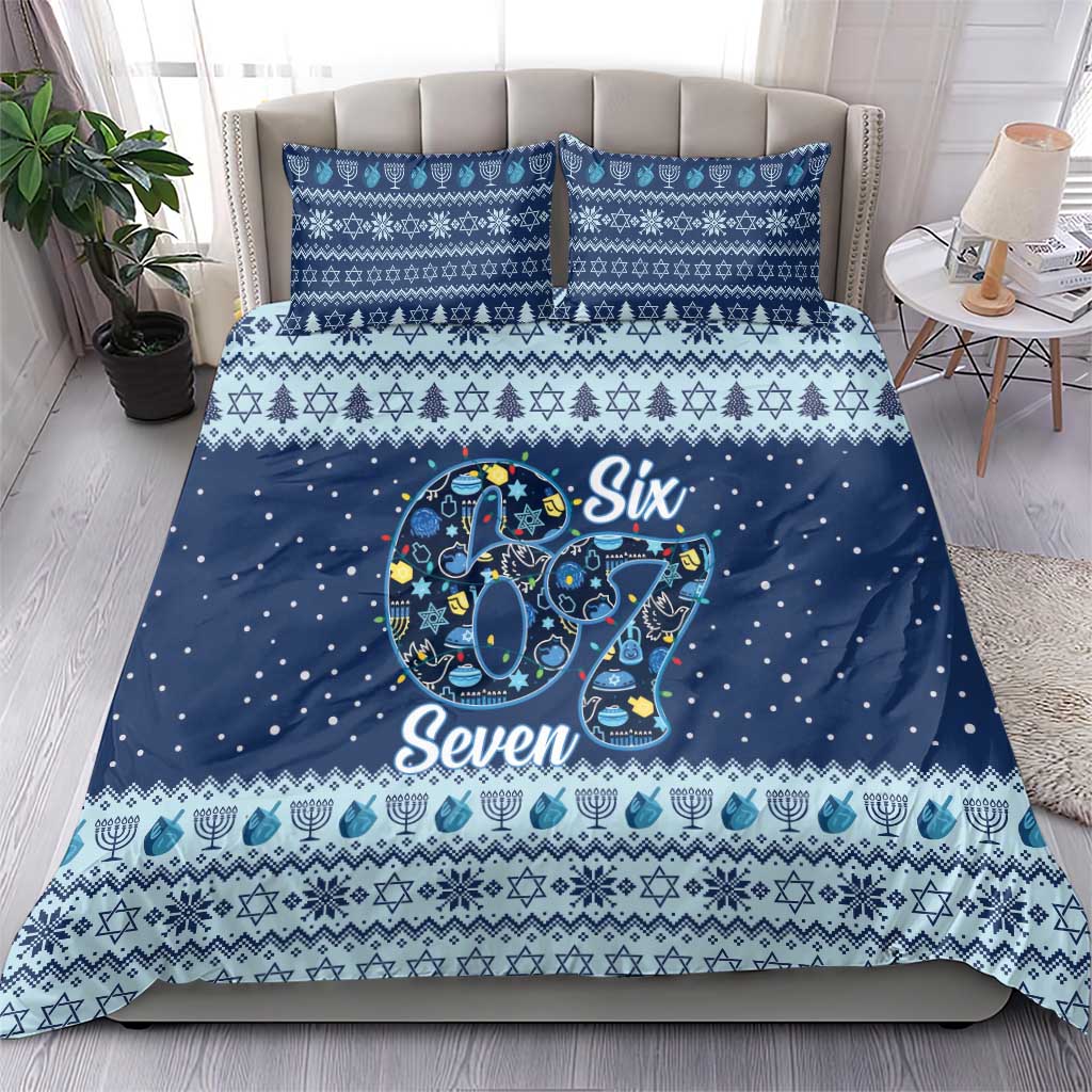 Funny Hanukkah Six Seven Bedding Set Gen Alpha Meme Vibes - Wonder Print Shop