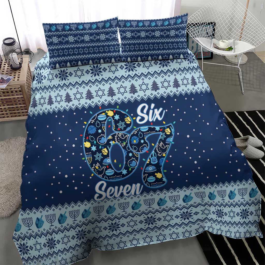 Funny Hanukkah Six Seven Bedding Set Gen Alpha Meme Vibes - Wonder Print Shop