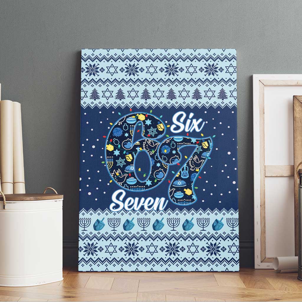 Funny Hanukkah Six Seven Canvas Wall Art Gen Alpha Meme Vibes - Wonder Print Shop