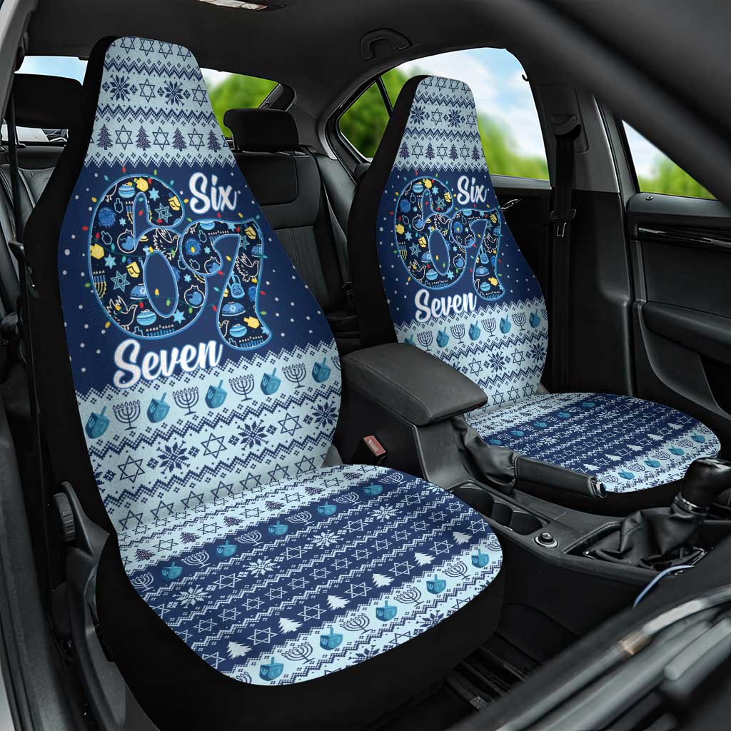 Funny Hanukkah Six Seven Car Seat Cover Gen Alpha Meme Vibes - Wonder Print Shop