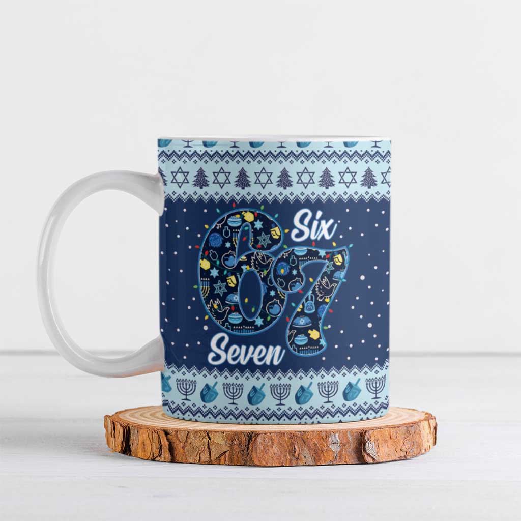 Funny Hanukkah Six Seven Ceramic Mug Gen Alpha Meme Vibes - Wonder Print Shop