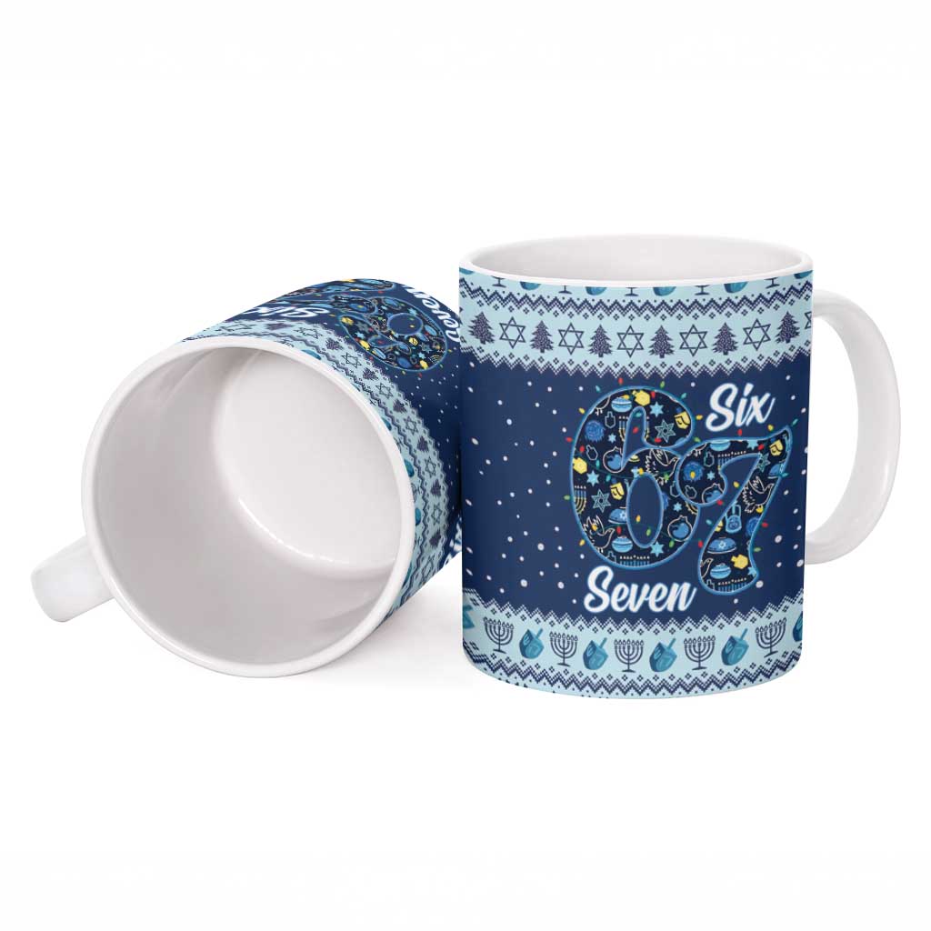 Funny Hanukkah Six Seven Ceramic Mug Gen Alpha Meme Vibes - Wonder Print Shop