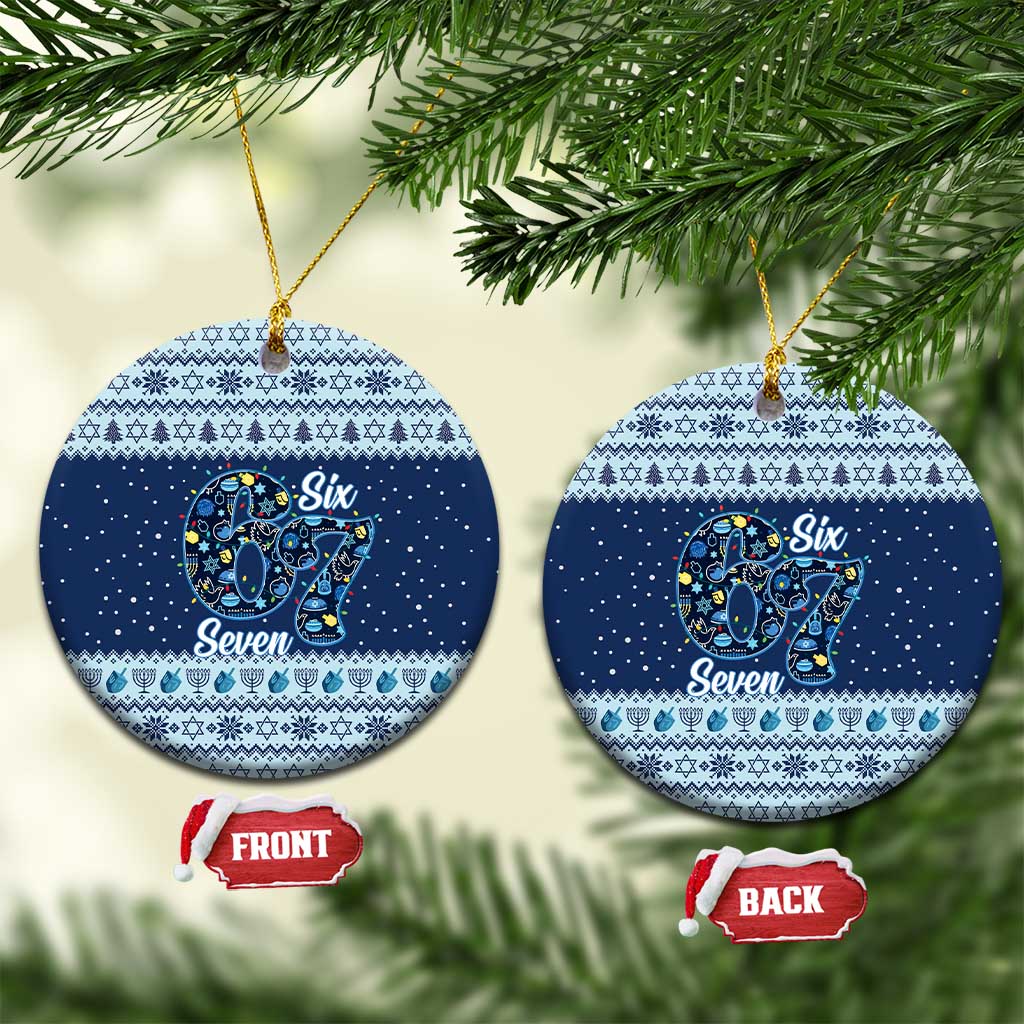 Funny Hanukkah Six Seven Ceramic Ornament Gen Alpha Meme Vibes - Wonder Print Shop