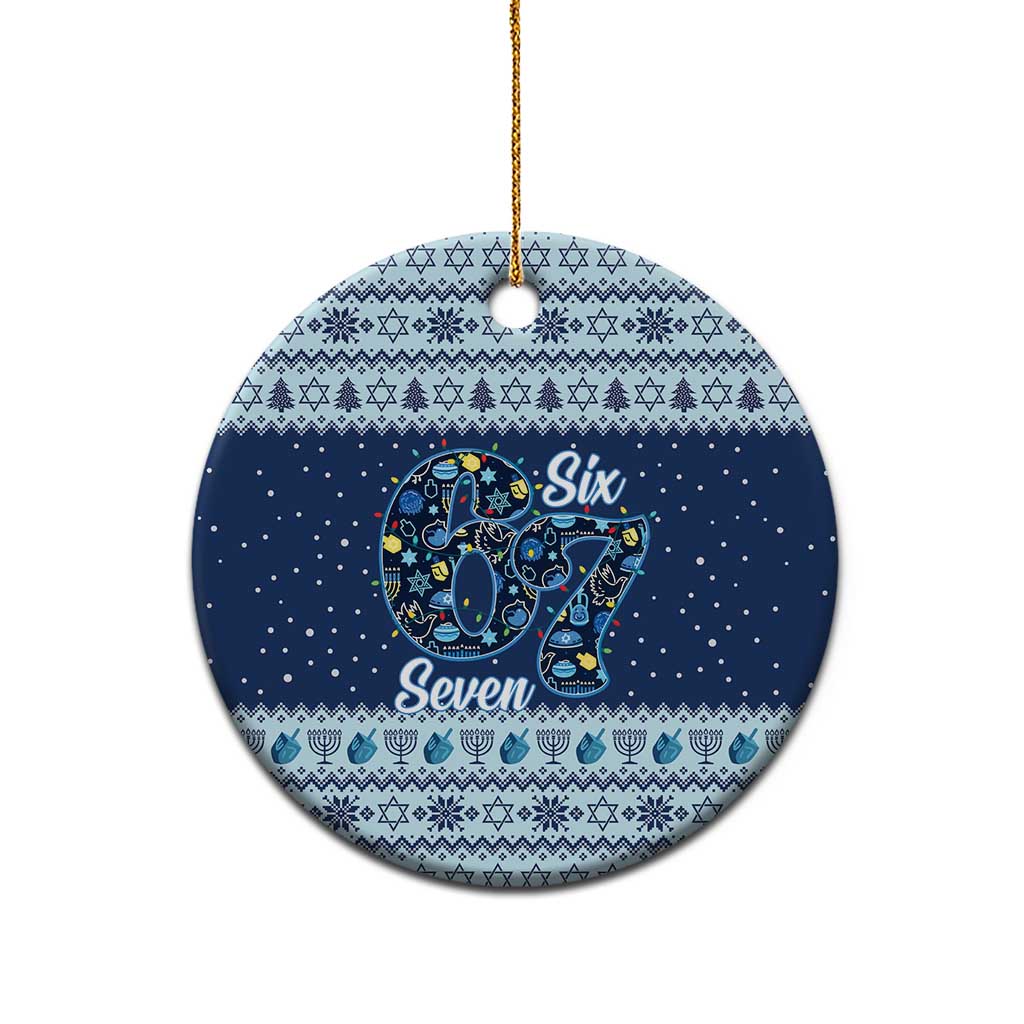 Funny Hanukkah Six Seven Ceramic Ornament Gen Alpha Meme Vibes - Wonder Print Shop
