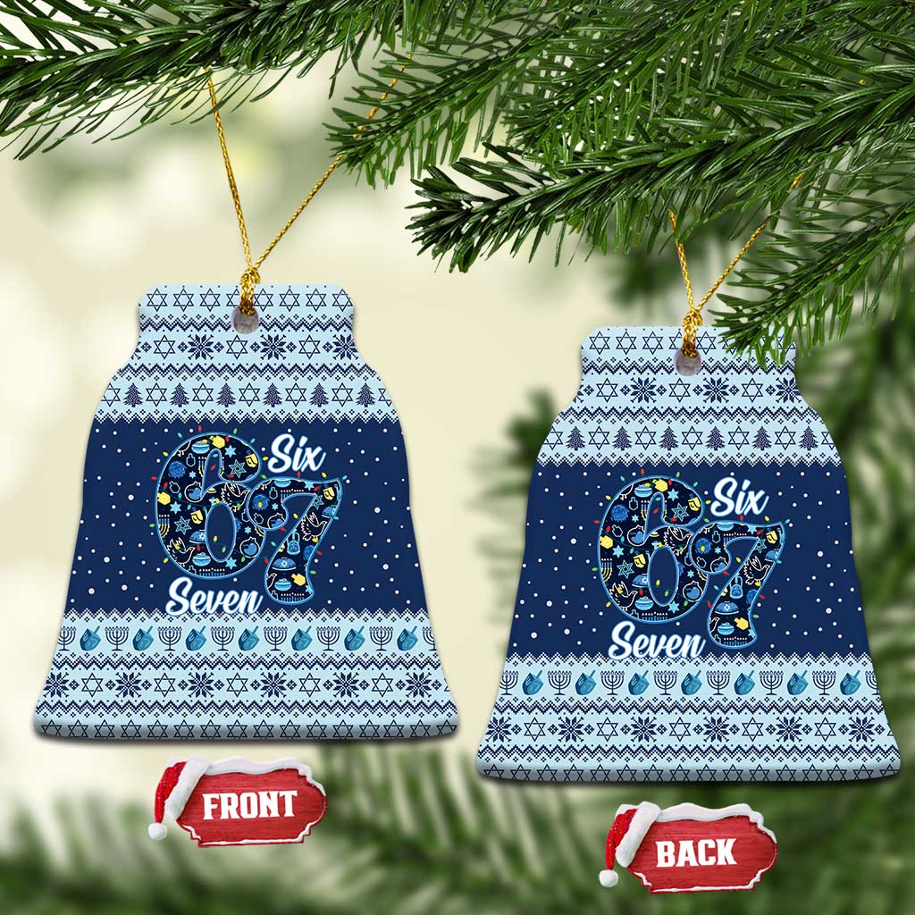 Funny Hanukkah Six Seven Ceramic Ornament Gen Alpha Meme Vibes - Wonder Print Shop