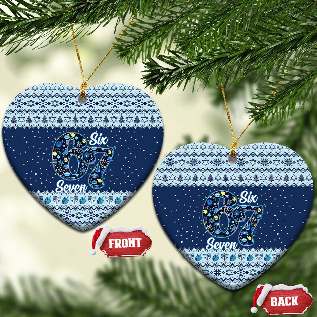 Funny Hanukkah Six Seven Ceramic Ornament Gen Alpha Meme Vibes - Wonder Print Shop