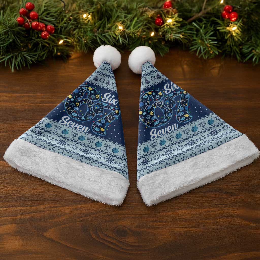 Funny Hanukkah Six Seven Christmas Santa Hat Gen Alpha Meme Vibes - Wonder Print Shop