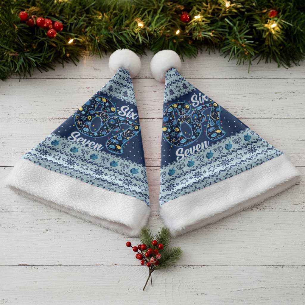 Funny Hanukkah Six Seven Christmas Santa Hat Gen Alpha Meme Vibes - Wonder Print Shop