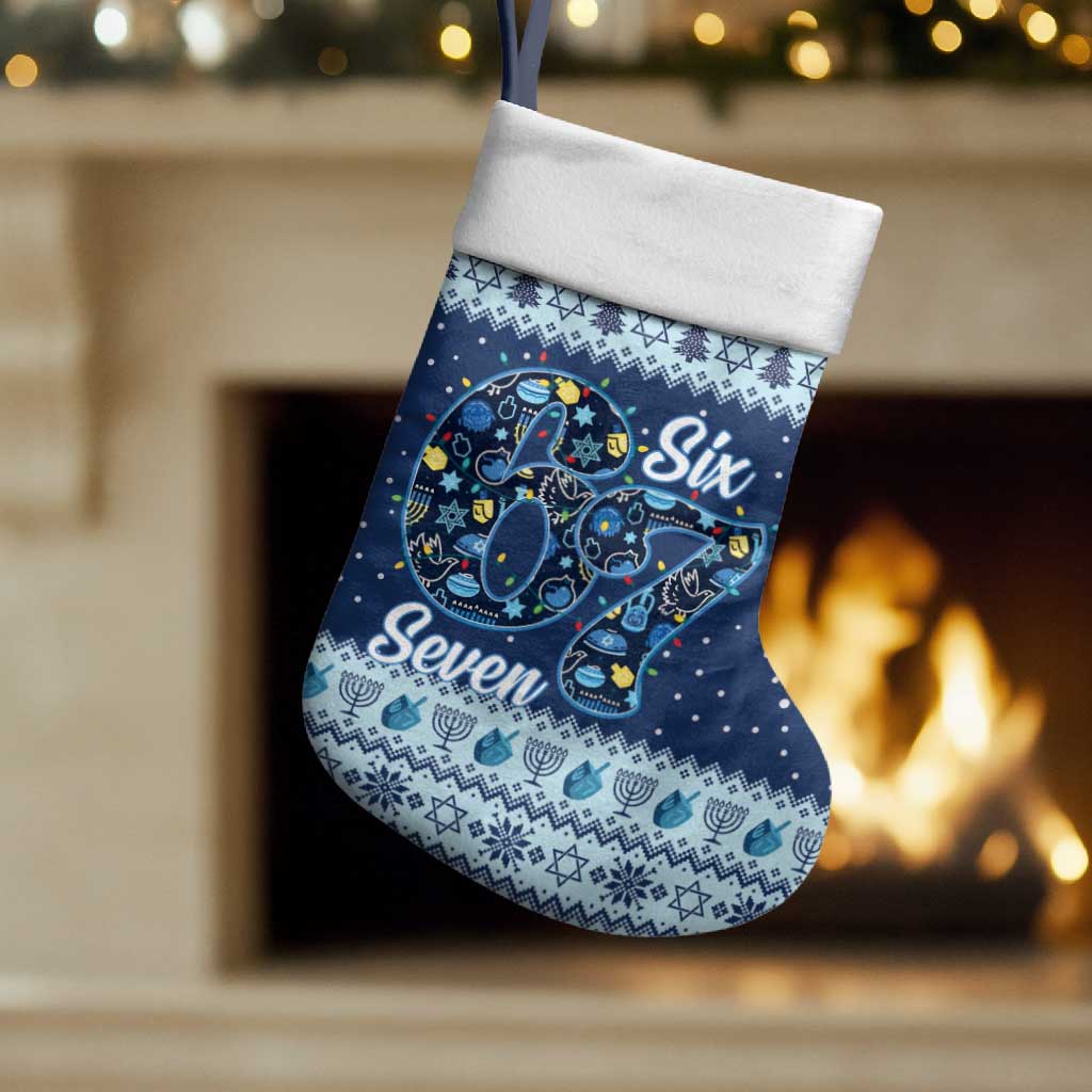 Funny Hanukkah Six Seven Christmas Stocking Gen Alpha Meme Vibes - Wonder Print Shop