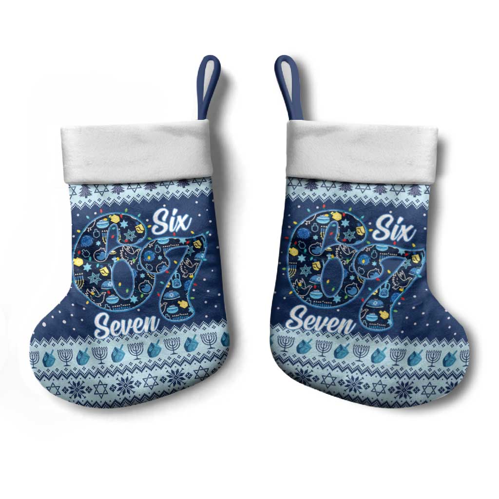 Funny Hanukkah Six Seven Christmas Stocking Gen Alpha Meme Vibes - Wonder Print Shop