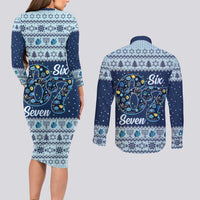 Funny Hanukkah Six Seven Couples Matching Long Sleeve Bodycon Dress and Long Sleeve Button Shirt Gen Alpha Meme Vibes - Wonder Print Shop