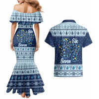Funny Hanukkah Six Seven Couples Matching Mermaid Dress and Hawaiian Shirt Gen Alpha Meme Vibes - Wonder Print Shop