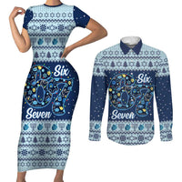 Funny Hanukkah Six Seven Couples Matching Short Sleeve Bodycon Dress and Long Sleeve Button Shirt Gen Alpha Meme Vibes - Wonder Print Shop