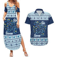 Funny Hanukkah Six Seven Couples Matching Summer Maxi Dress and Hawaiian Shirt Gen Alpha Meme Vibes - Wonder Print Shop