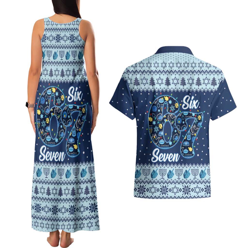 Funny Hanukkah Six Seven Couples Matching Tank Maxi Dress and Hawaiian Shirt Gen Alpha Meme Vibes - Wonder Print Shop