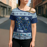 Funny Hanukkah Six Seven Cross Shoulder Shirt Gen Alpha Meme Vibes - Wonder Print Shop