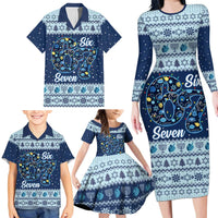 Funny Hanukkah Six Seven Family Matching Long Sleeve Bodycon Dress and Hawaiian Shirt Gen Alpha Meme Vibes - Wonder Print Shop