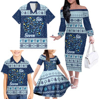 Funny Hanukkah Six Seven Family Matching Off The Shoulder Long Sleeve Dress and Hawaiian Shirt Gen Alpha Meme Vibes - Wonder Print Shop