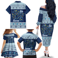 Funny Hanukkah Six Seven Family Matching Off The Shoulder Long Sleeve Dress and Hawaiian Shirt Gen Alpha Meme Vibes - Wonder Print Shop