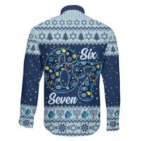 Funny Hanukkah Six Seven Family Matching Off The Shoulder Long Sleeve Dress and Hawaiian Shirt Gen Alpha Meme Vibes - Wonder Print Shop