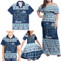 Funny Hanukkah Six Seven Family Matching Off Shoulder Maxi Dress and Hawaiian Shirt Gen Alpha Meme Vibes - Wonder Print Shop