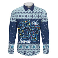 Funny Hanukkah Six Seven Family Matching Off Shoulder Maxi Dress and Hawaiian Shirt Gen Alpha Meme Vibes - Wonder Print Shop
