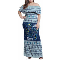 Funny Hanukkah Six Seven Family Matching Off Shoulder Maxi Dress and Hawaiian Shirt Gen Alpha Meme Vibes - Wonder Print Shop