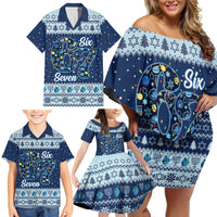 Funny Hanukkah Six Seven Family Matching Off Shoulder Short Dress and Hawaiian Shirt Gen Alpha Meme Vibes - Wonder Print Shop