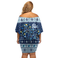 Funny Hanukkah Six Seven Family Matching Off Shoulder Short Dress and Hawaiian Shirt Gen Alpha Meme Vibes - Wonder Print Shop