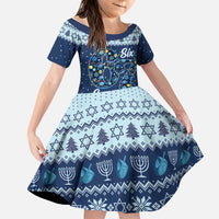 Funny Hanukkah Six Seven Family Matching Short Sleeve Bodycon Dress and Hawaiian Shirt Gen Alpha Meme Vibes - Wonder Print Shop