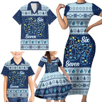Funny Hanukkah Six Seven Family Matching Short Sleeve Bodycon Dress and Hawaiian Shirt Gen Alpha Meme Vibes - Wonder Print Shop
