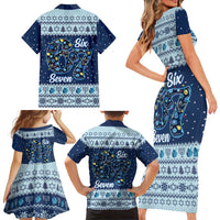 Funny Hanukkah Six Seven Family Matching Short Sleeve Bodycon Dress and Hawaiian Shirt Gen Alpha Meme Vibes - Wonder Print Shop