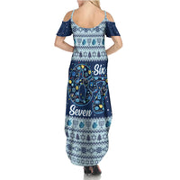 Funny Hanukkah Six Seven Family Matching Summer Maxi Dress and Hawaiian Shirt Gen Alpha Meme Vibes - Wonder Print Shop