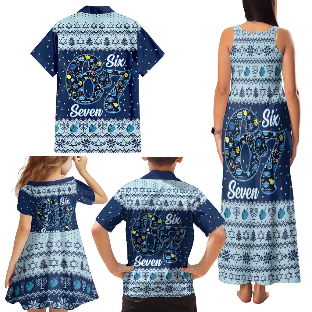 Funny Hanukkah Six Seven Family Matching Tank Maxi Dress and Hawaiian Shirt Gen Alpha Meme Vibes - Wonder Print Shop