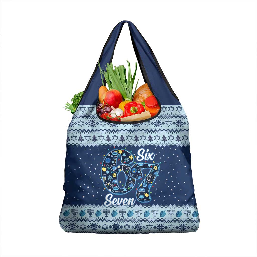 Funny Hanukkah Six Seven Grocery Bag Gen Alpha Meme Vibes - Wonder Print Shop