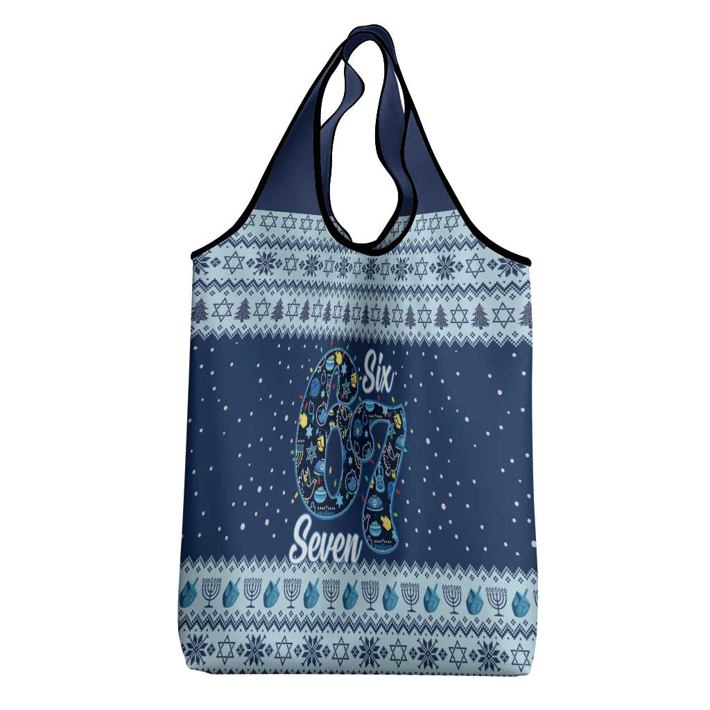 Funny Hanukkah Six Seven Grocery Bag Gen Alpha Meme Vibes - Wonder Print Shop