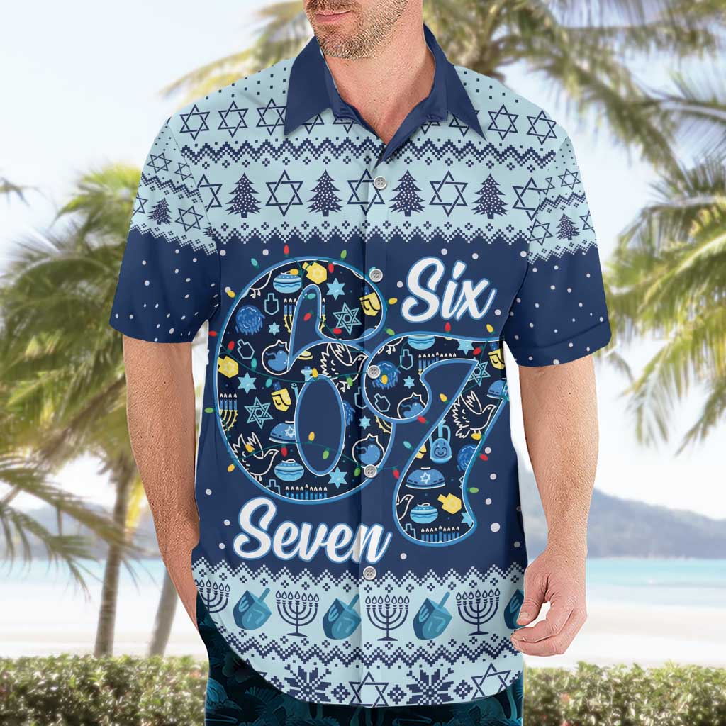 Funny Hanukkah Six Seven Hawaiian Shirt Gen Alpha Meme Vibes - Wonder Print Shop