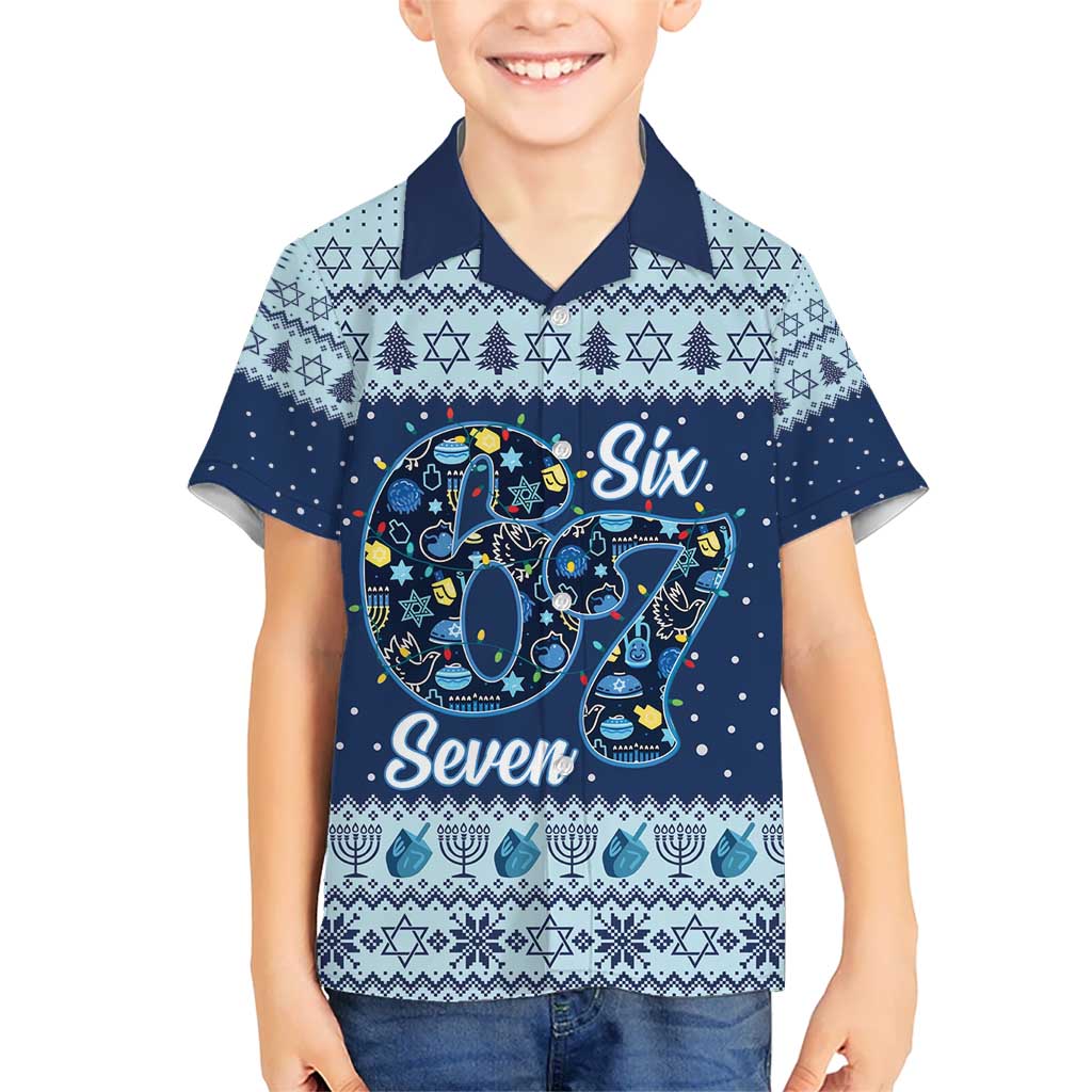 Funny Hanukkah Six Seven Hawaiian Shirt Gen Alpha Meme Vibes - Wonder Print Shop
