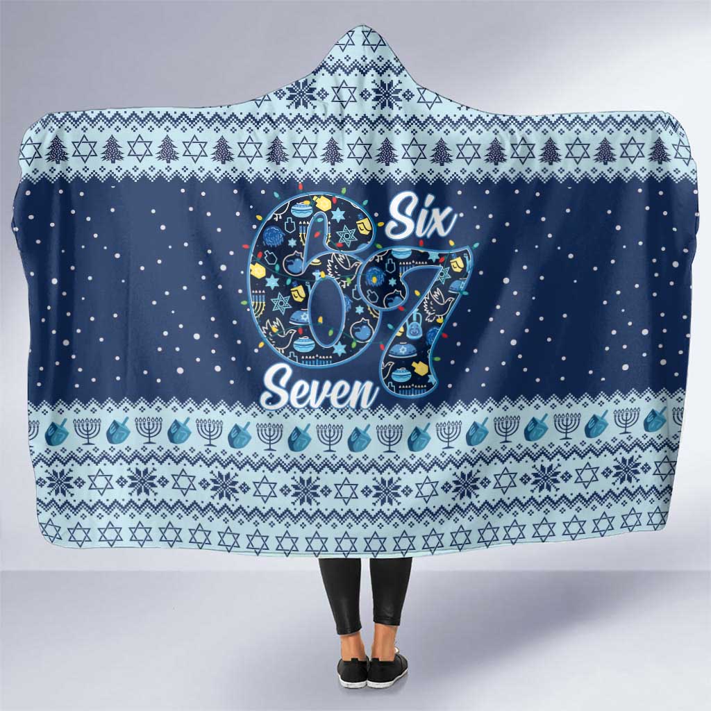 Funny Hanukkah Six Seven Hooded Blanket Gen Alpha Meme Vibes - Wonder Print Shop